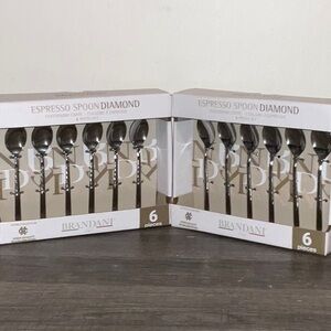 BRANDANI ITALY DIAMOND COLLECTION 12pcSTAINLESS STEEL ESPRESSO SPOONS NEW IN BOX